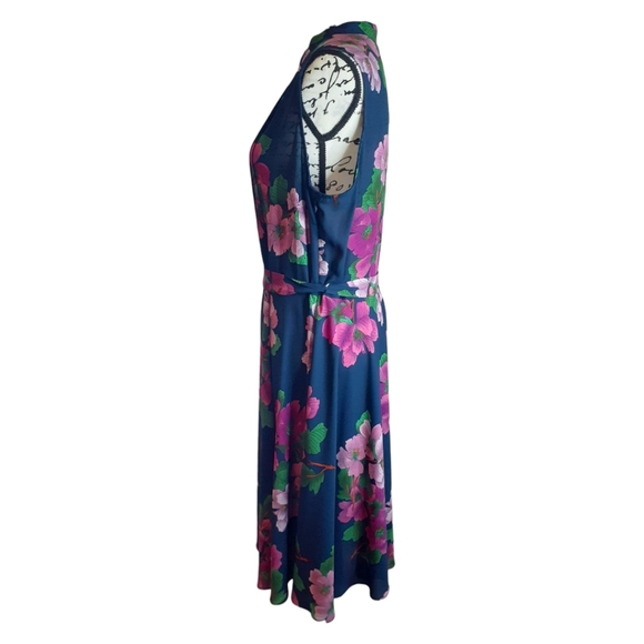 FLASH SALE! Nanette Lepore Floral Sleeveless Dress Navy Pink Size 14W NWOT - Picture 3 of 7